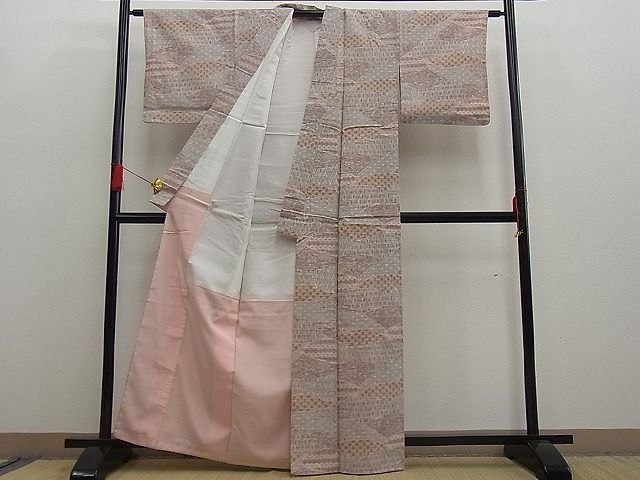 平和屋着物■上質な紬 切嵌吉祥花文 逸品 n-ar1574