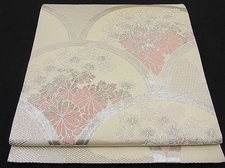 平和屋着物■六通柄袋帯 唐織 青海波菊花文 銀糸 逸品 n-ar2158