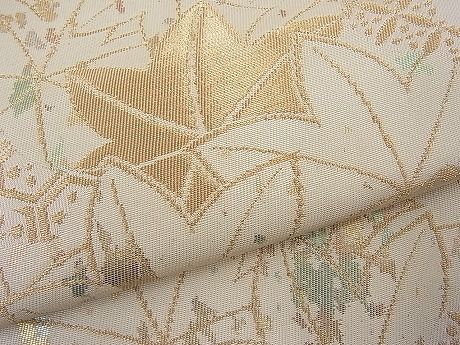 平和屋着物■六通柄袋帯 雲取り吉祥楓尽くし文 金糸 逸品 n-ar2164