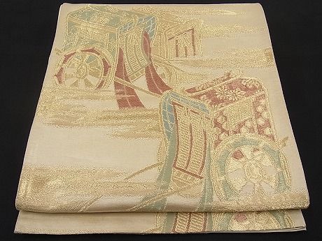 平和屋着物■六通柄京袋帯 御所車文 金糸 逸品 n-ar2411