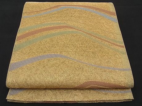 平和屋着物■六通柄袋帯 流線文 金糸 逸品 n-ar2481