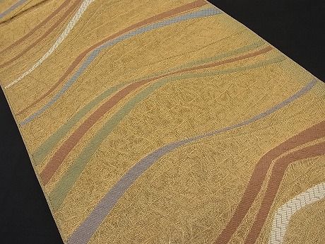 平和屋着物■六通柄袋帯 流線文 金糸 逸品 n-ar2481