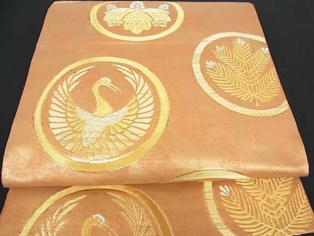 平和屋着物■六通柄袋帯 吉祥鶴丸文 金糸 逸品 az3545