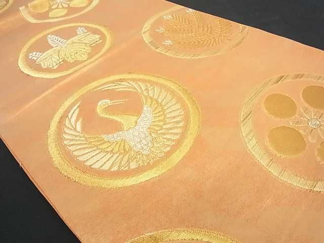 平和屋着物■六通柄袋帯 吉祥鶴丸文 金糸 逸品 az3545