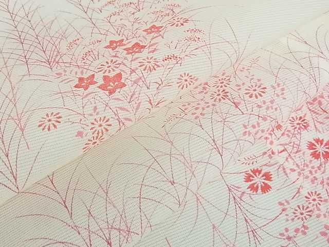 平和屋着物■夏物 小紋 絽 秋草文 洗える着物 az4037