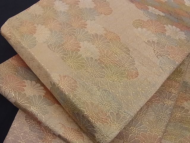 平和屋着物■佐賀錦 六通柄袋帯 七彩錦 草花文 金糸 正絹 逸品 A-az4840