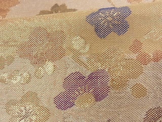 平和屋着物■佐賀錦 六通柄袋帯 草花文 金糸 正絹 逸品 A-az4843