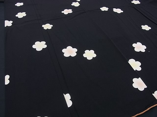 平和屋本店■銀座 志ま亀 小紋 舞花文 黒地 畳紙付き 逸品 BAAA3011zb4 - 平和屋