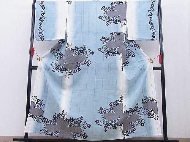 平和屋本店■極上 夏物 撫松庵 セオアルファ 訪問着 雲取り草花文 洗える着物 BAAF0414zb4 - 平和屋