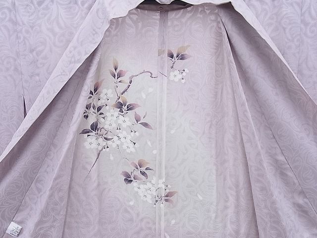 平和屋本店■極上 スリーシーズン 春夏秋 道中着 紋紗 塵除け 手描き 枝桜文 暈し染め 逸品 BAAF0420zb4 - 平和屋