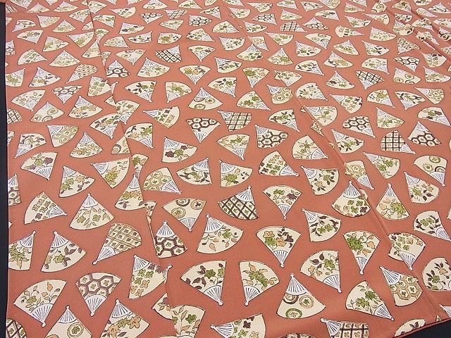 平和屋本店■極上 銀座 志ま亀 小紋 扇面吉祥花文 畳紙付き 逸品 BAAF0444zb4 - 平和屋