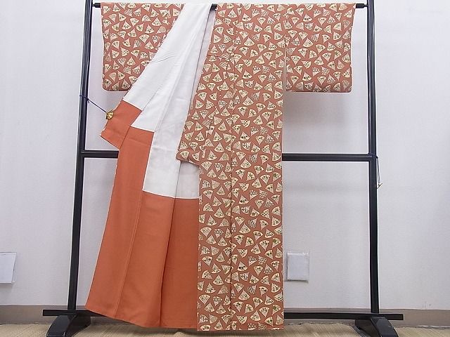 平和屋本店■極上 銀座 志ま亀 小紋 扇面吉祥花文 畳紙付き 逸品 BAAF0444zb4 - 平和屋