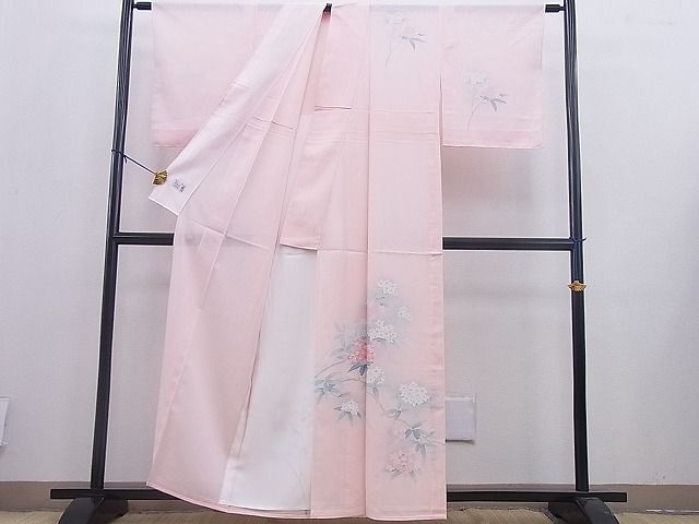 平和屋本店■極上 洗える最高級着物 <英>はなぶさ謹製 夏物 訪問着 友禅 草花文 洗える着物 未使用 BAAF0462zb4 - 平和屋