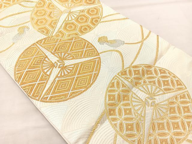 平和屋着物◎六通柄袋帯 扇面丸文 金銀糸 正絹 逸品 BAAK0621if