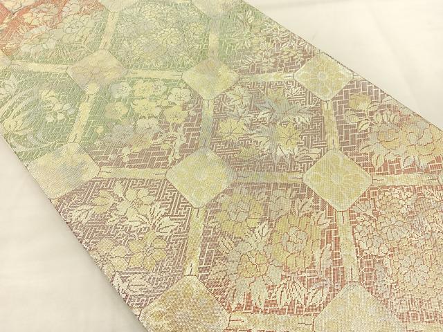 平和屋着物◎佐賀錦 六通柄袋帯 蜀江花文 金糸 正絹 逸品 BAAK0624if