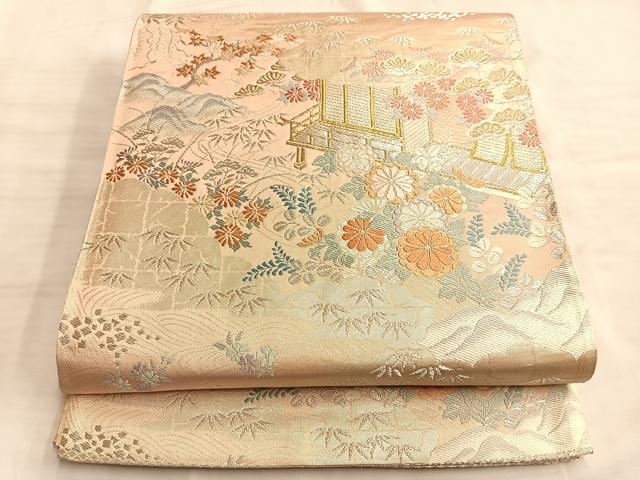 平和屋着物◎六通柄袋帯 唐織 御所解秋作問 金銀糸 正絹 逸品 BAAK1021du