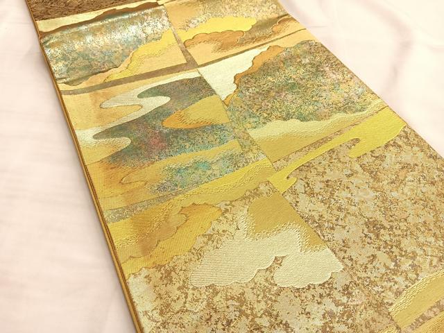 平和屋着物◎六通柄袋帯 観世 金銀糸 引箔 正絹 逸品 BAAK1044du