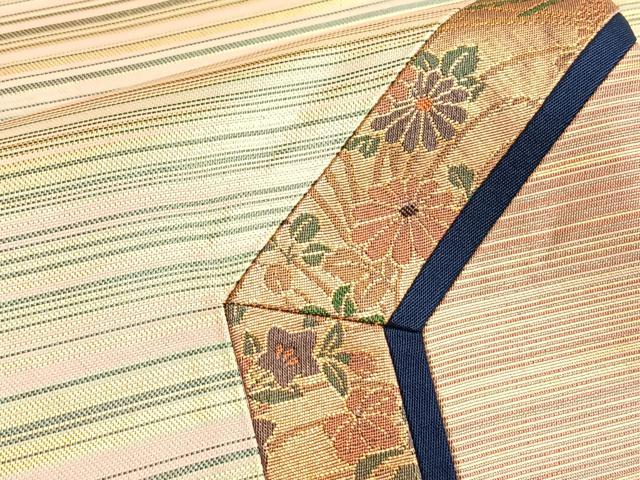 平和屋着物◎太鼓柄袋帯 切嵌 秋草間道 金糸 正絹 逸品 BAAK1062du