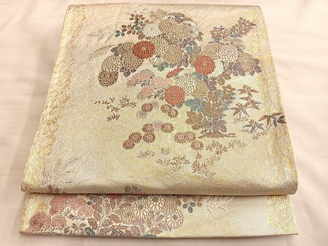 平和屋着物◎六通柄袋帯 唐織 燦彩秋華蒔絵 金銀糸 正絹 逸品 BAAK1064du