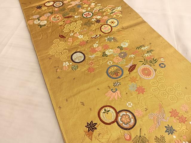 平和屋着物●六通柄袋帯 吹き寄せ文 金糸 正絹 逸品 BAAK1115du