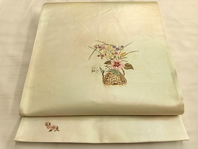 平和屋着物◎太鼓柄袋帯 唐織 飾花文様 金糸 正絹 逸品 BAAK1183du