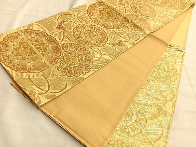 平和屋着物◎六通柄袋帯 鏡裏文様 金糸 正絹 逸品 BAAK1200du
