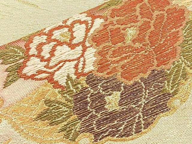 平和屋着物◎六通柄袋帯 雪輪花文 金糸 正絹 逸品 BAAK5778if