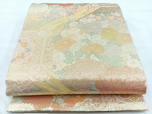 平和屋着物◎佐賀錦 六通柄袋帯 蜀江花文 金糸 正絹 逸品 BAAK5790if