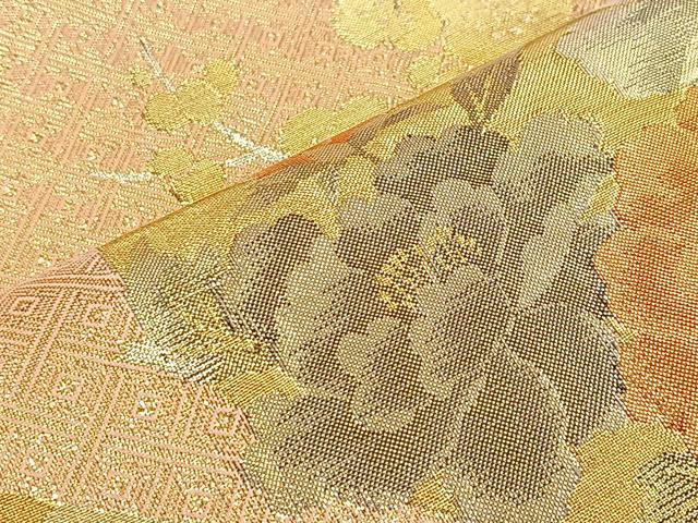 平和屋着物◎太鼓柄袋帯 菱天井花丸文 金糸 正絹 逸品 BAAK6800ea