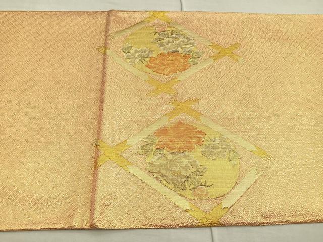 平和屋着物◎太鼓柄袋帯 菱天井花丸文 金糸 正絹 逸品 BAAK6800ea