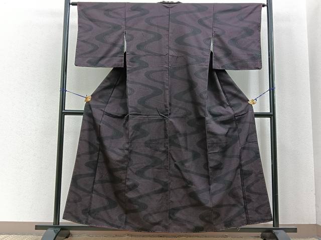 平和屋着物■上質なお召 流水文 正絹 逸品 BAAK9803xa