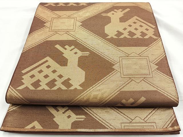 平和屋着物◎六通柄袋帯 有栖川 金糸 正絹 逸品 BAAL0145cm