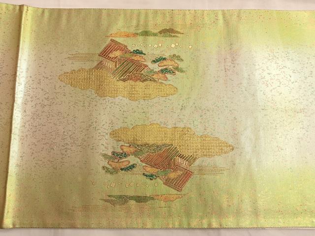 平和屋着物●太鼓柄袋帯 手描き 嵐峡 金彩 引箔 正絹 逸品 BAAL0595du