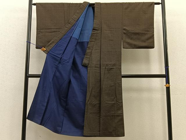 平和屋着物■男性 お召 絣文様 逸品 BAAL0782hj