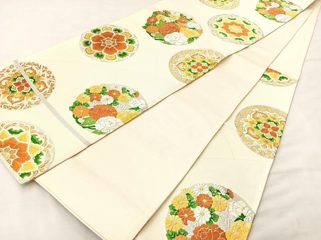 平和屋着物◎六通柄袋帯 唐織 勢海能調紋 金銀糸 正絹 逸品 BAAL1275if