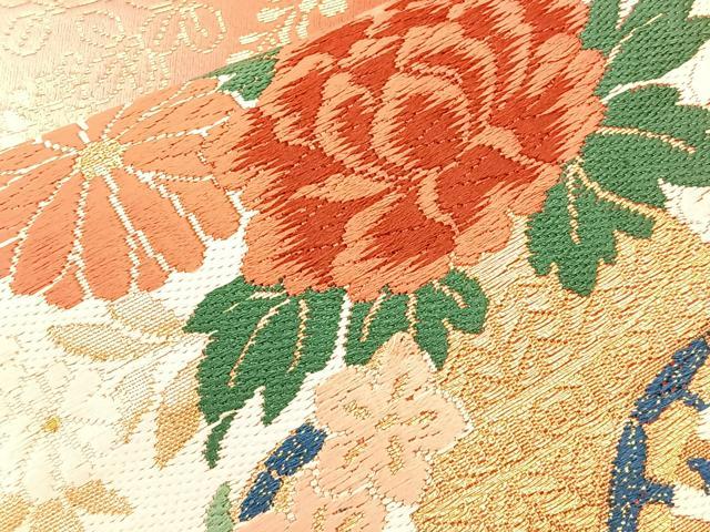 平和屋着物◎六通柄袋帯 唐織 古典調花鳥紋 金糸 正絹 逸品 BAAL3109if