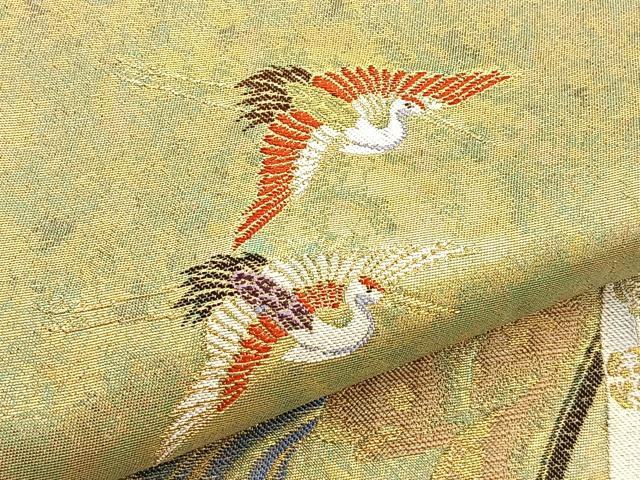 平和屋着物◎六通柄袋帯 唐織 御所の庭 金銹錦 引箔 正絹 逸品 BAAL6298ea