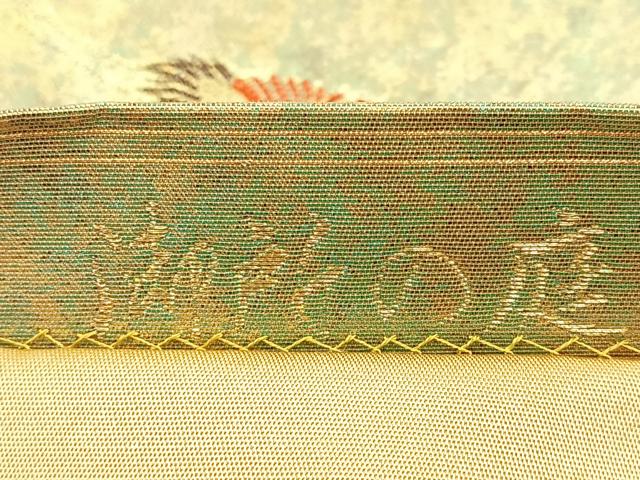平和屋着物◎六通柄袋帯 唐織 御所の庭 金銹錦 引箔 正絹 逸品 BAAL6298ea