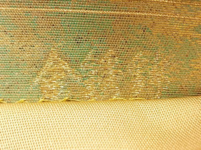 平和屋着物◎六通柄袋帯 唐織 御所の庭 金銹錦 引箔 正絹 逸品 BAAL6298ea