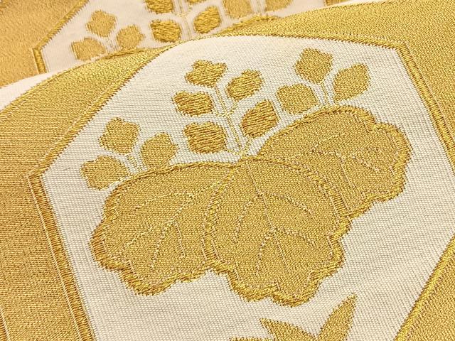 平和屋着物◎六通柄袋帯 亀甲花文 金糸 正絹 逸品 BAAL6417ea