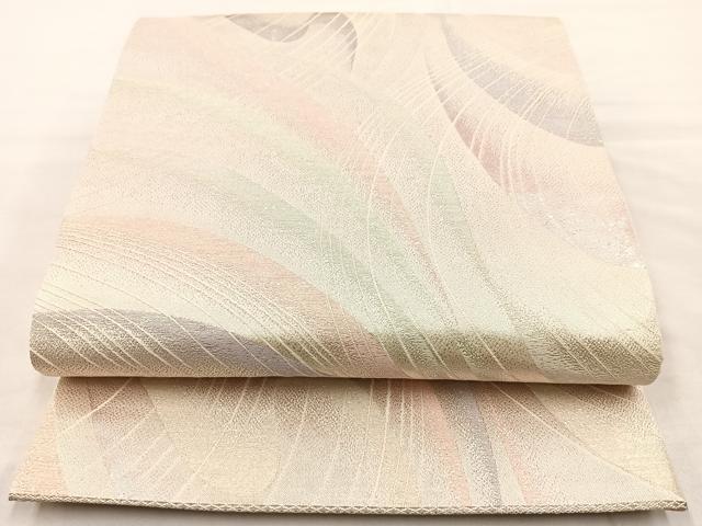 平和屋着物◎六通柄袋帯 流水文 銀糸 正絹 逸品 BAAL7824cm