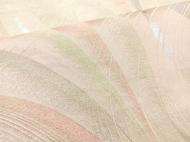 平和屋着物◎六通柄袋帯 流水文 銀糸 正絹 逸品 BAAL7824cm