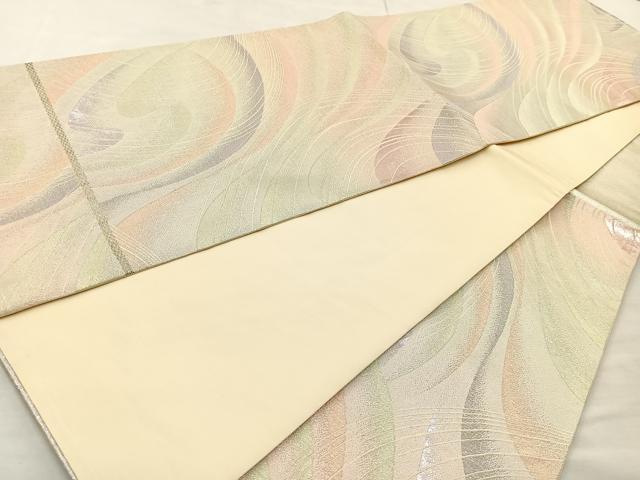 平和屋着物◎六通柄袋帯 流水文 銀糸 正絹 逸品 BAAL7824cm
