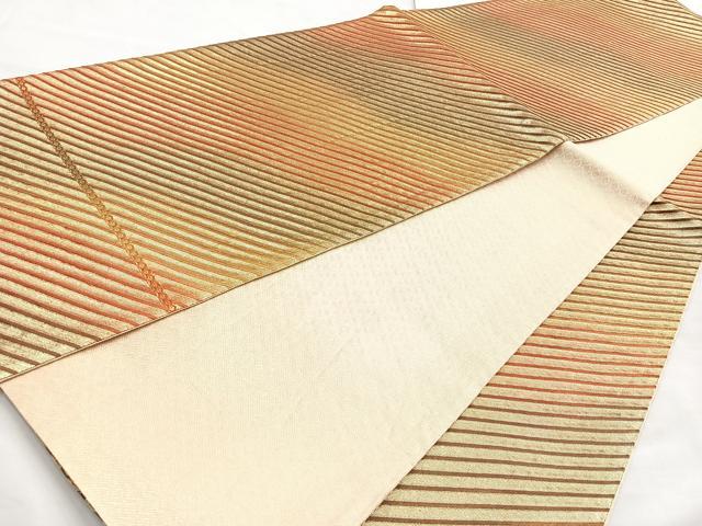 平和屋着物◎佐賀錦 全通柄袋帯 斜島 金糸 正絹 逸品 BAAL7871cm