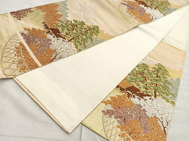 平和屋着物◎六通柄袋帯 風景文 正絹 逸品 BAAL9206di
