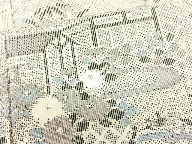 平和屋着物●本場大島紬 白大島 浜松風景文 正絹 逸品 未使用 BAAL9569pk