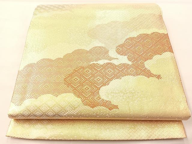 平和屋着物◎佐賀錦 両面六通柄袋帯 雲重ね 金糸 正絹 逸品 BAAM0038if
