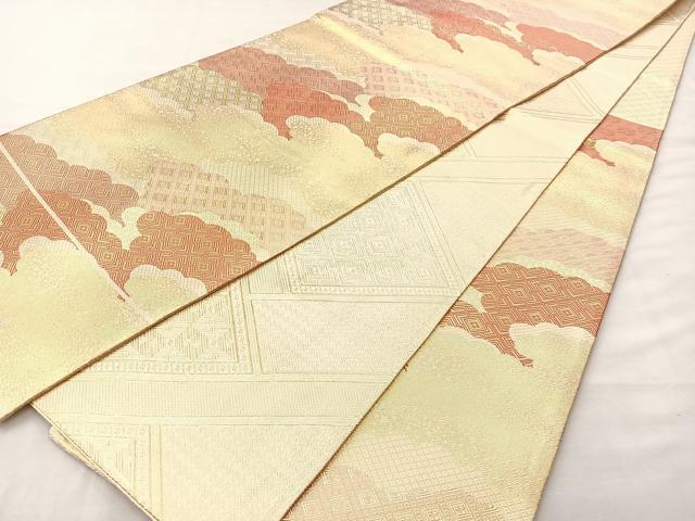 平和屋着物◎佐賀錦 両面六通柄袋帯 雲重ね 金糸 正絹 逸品 BAAM0038if