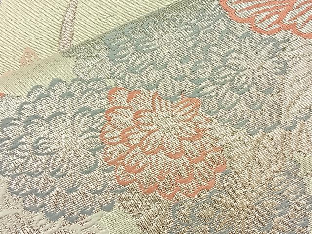 平和屋着物◎六通柄袋帯 唐織 熨斗花文 九百プラチナ 正絹 逸品 BAAM0064if