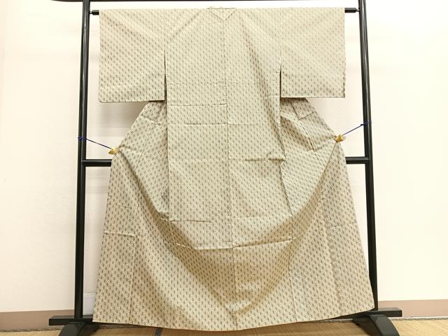 平和屋着物■上質なお召 麻の葉文様 正絹 逸品 BAAM1162sa
